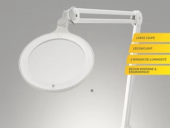 Lampe Loupe Magnificat LED 6300 sans distortions - 4 variations de Lumière 